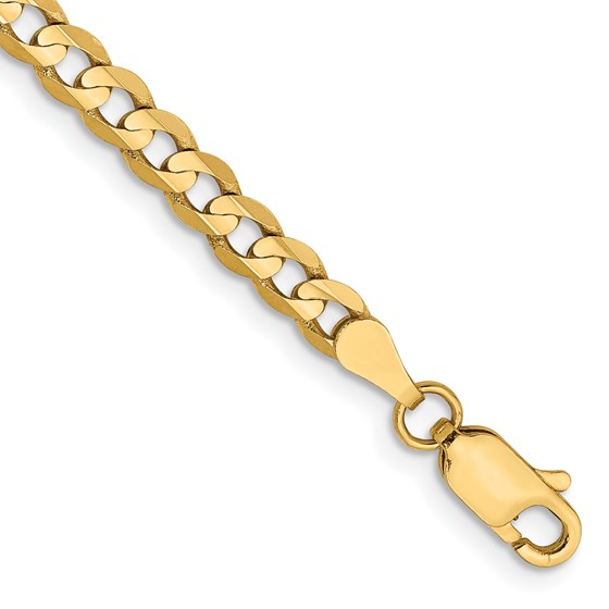 14K Yellow Gold 3.8mm Open Concave Curb Chain - 9 in.