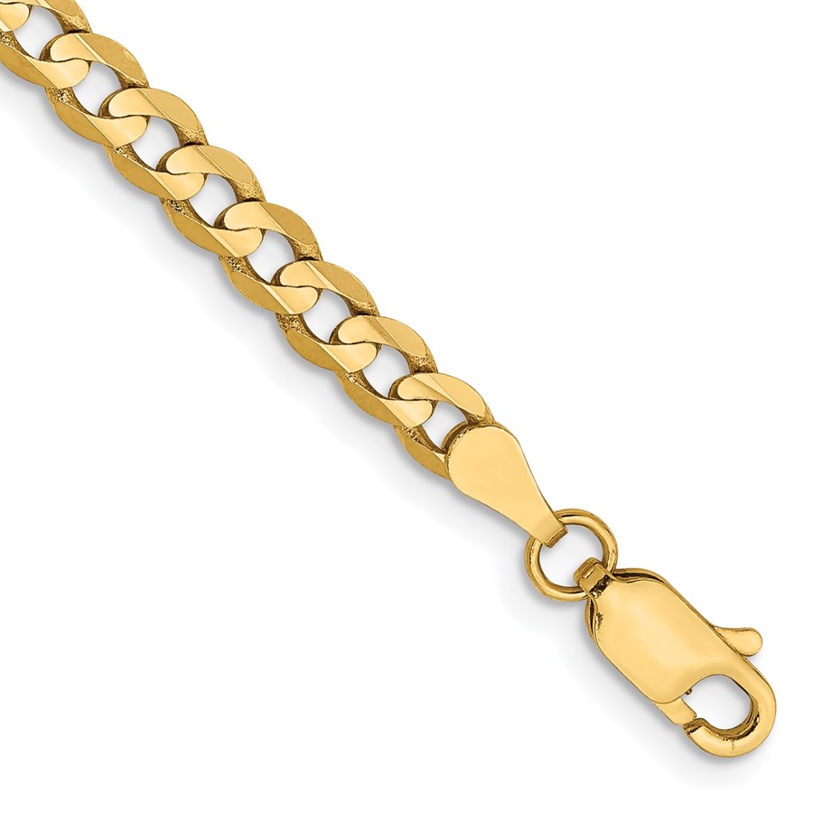 14K Yellow Gold 3.8mm Open Concave Curb Chain - 9 in.