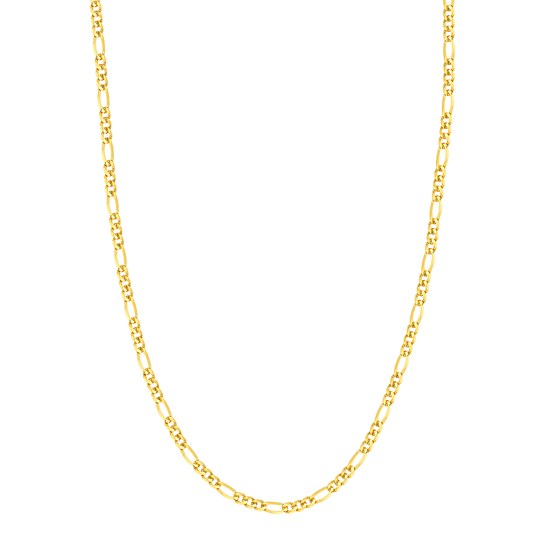 14K Yellow Gold 3.9mm Concave Link Figaro Chain - 24 in.