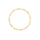 14K Yellow Gold 3.9mm Concave Link Figaro Chain Bracelet - 8 in.