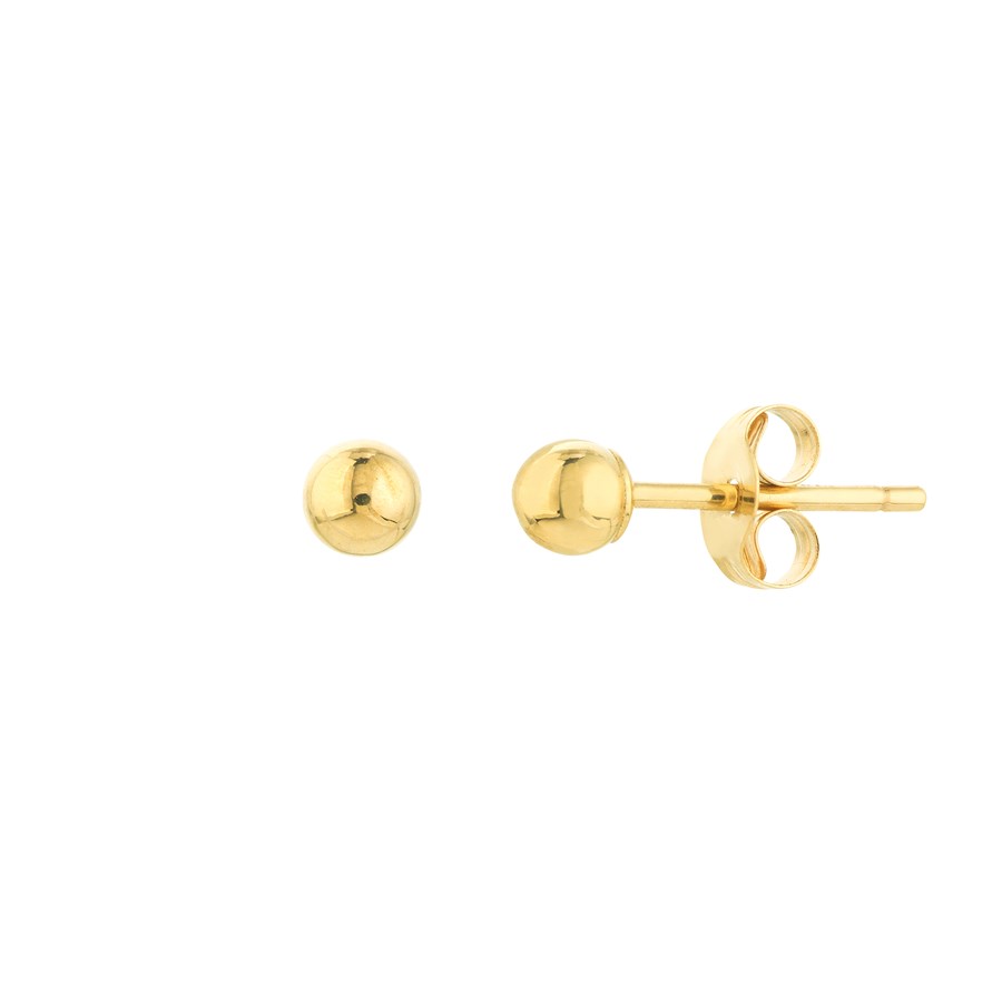 14K Yellow Gold 3 mm Ball Stud Earrings