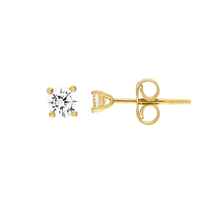14K Yellow Gold 3 mm Cz Stud Earrings