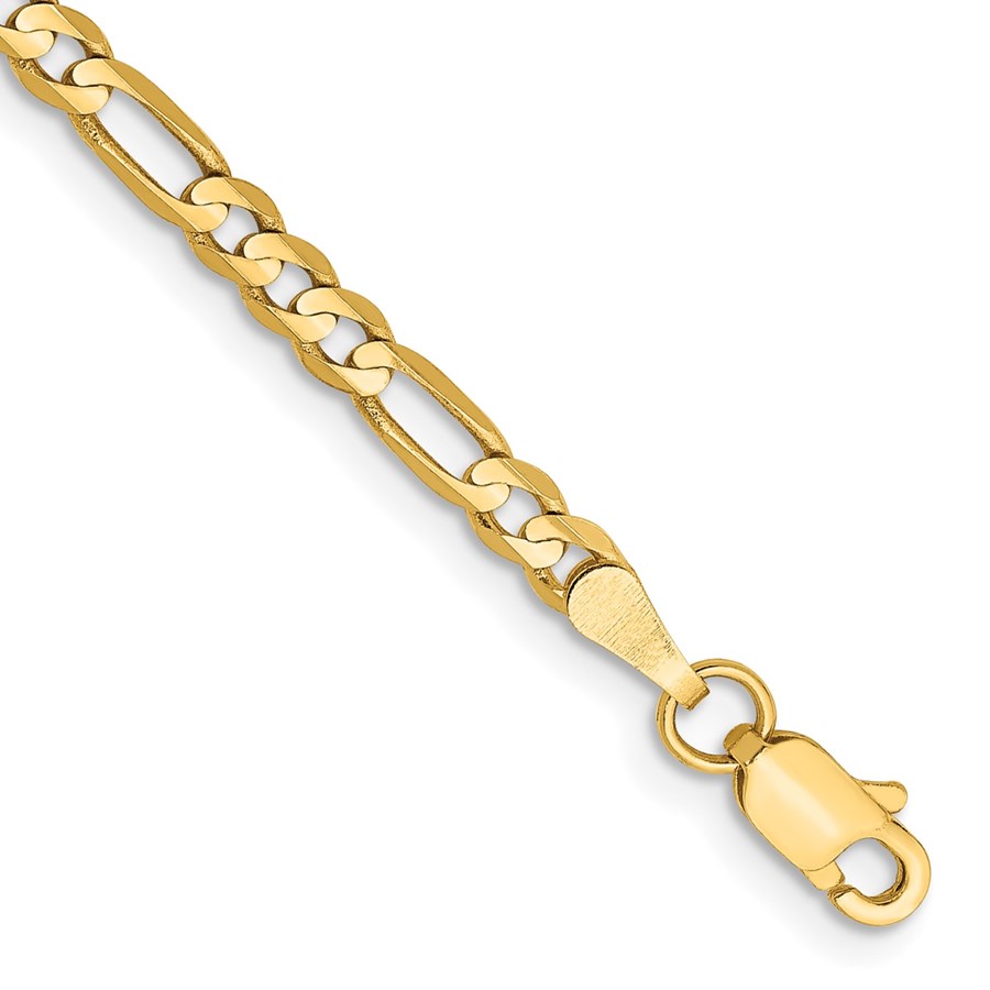 14K Yellow Gold 3mm Concave Open Figaro Chain - 9 in.