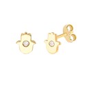 14K Yellow Gold 3Pts Dia Hamsa Stud Earring