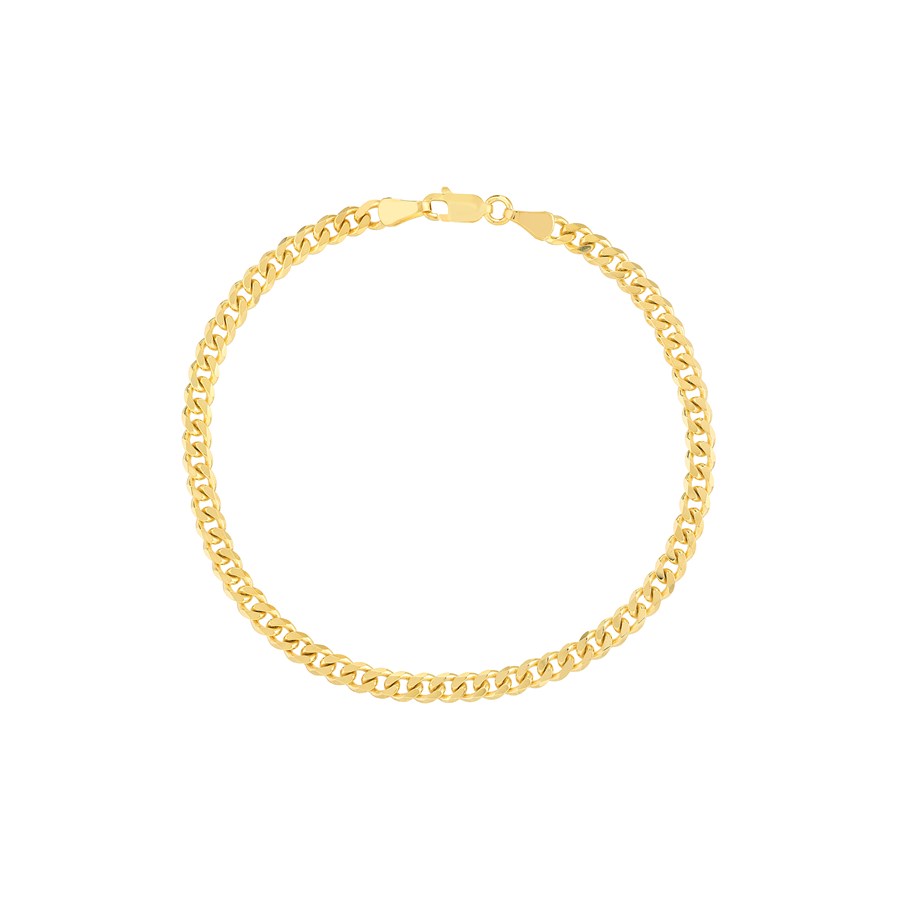 14K Yellow Gold 4.2 mm DC Curb Chain Bracelet - 8.5 in.