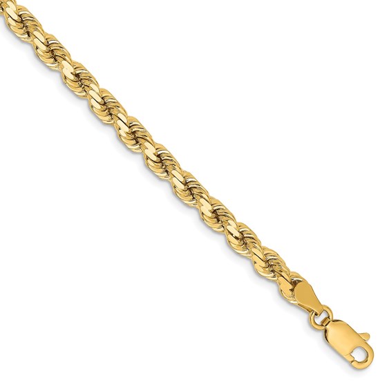 14k Yellow Gold 4.25 mm Diamond Cut Rope Chain - 7 in. 14k Yellow Gold 4.25 mm Diamond Cut Rope Chain - 7 in.