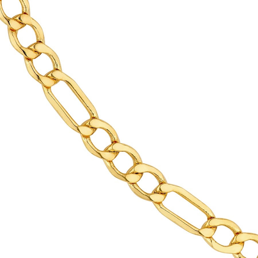 14K Yellow Gold 4.4 mm Diamond Cut Figaro - 22in.