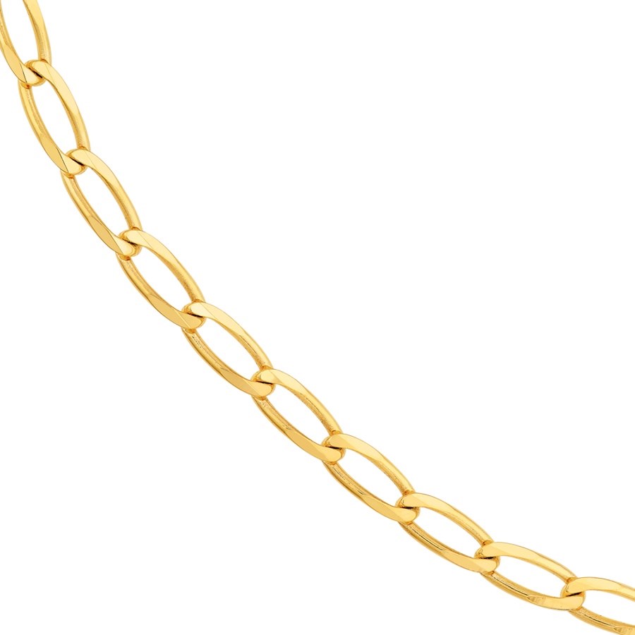 14K Yellow Gold 4.45 mm Diamond Cut Long Curb Chain - 22in.