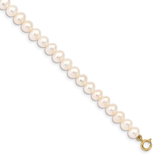 14k Yellow Gold 4-5 mm White Cultured Pearl Bracelet - 5 in. 14k Yellow Gold 4-5 mm White Cultured Pearl Bracelet - 5 in.
