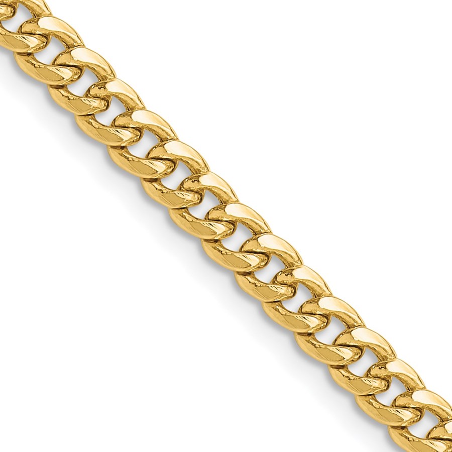 14K Yellow Gold 4.5mm Semi-Solid Miami Cuban Chain - 20 in.
