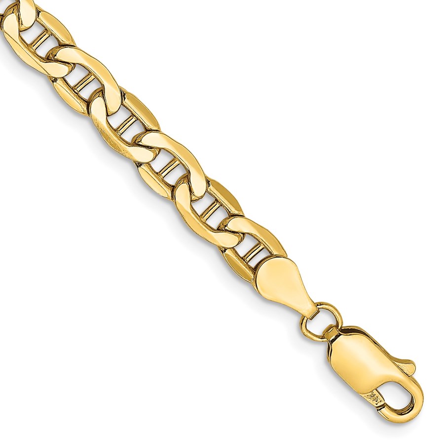 14K Yellow Gold 4.75mm Semi-Solid Anchor Chain - 9 in.