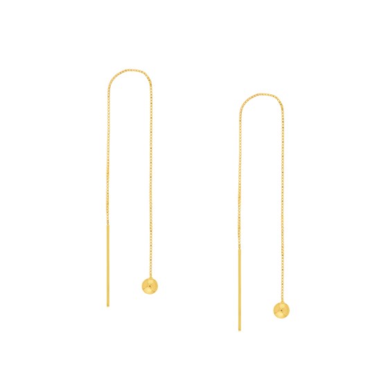 14K Yellow Gold 4 mm Ball Threader Earrings