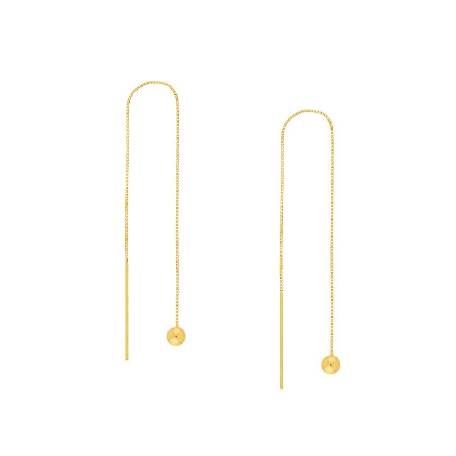 14K Yellow Gold 4 mm Ball Threader Earrings