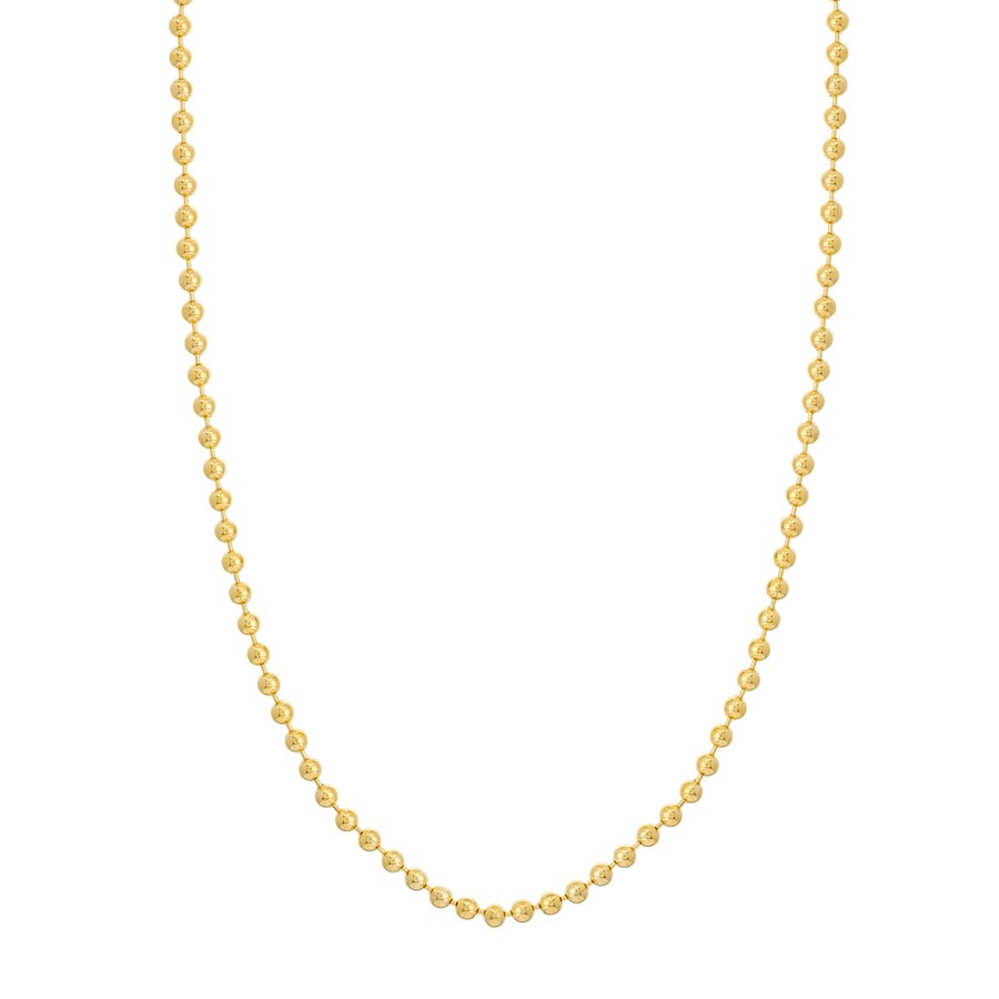 14K Yellow Gold 4 mm Bead Chain w/ Lobster Clasp - 24 in.