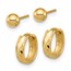 14K Yellow Gold 4mm Ball and Diamond Cut Hoop Set