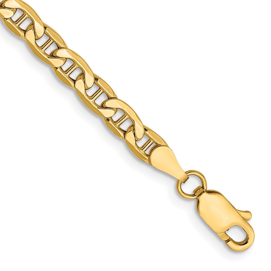 14K Yellow Gold 4mm SemiSolid Anchor Chain 9 in.