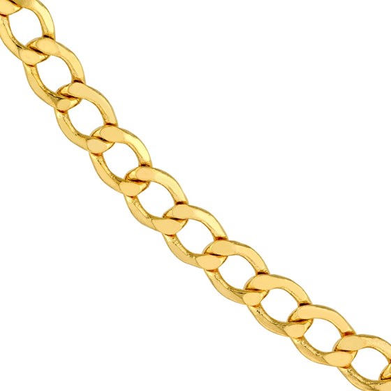 14K Yellow Gold 5.2 mm Diamond Cut Curb Chain -24 in.