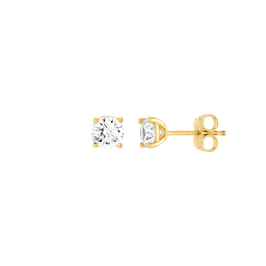 14K Yellow Gold 5.3 mm Cz Stud Earrings