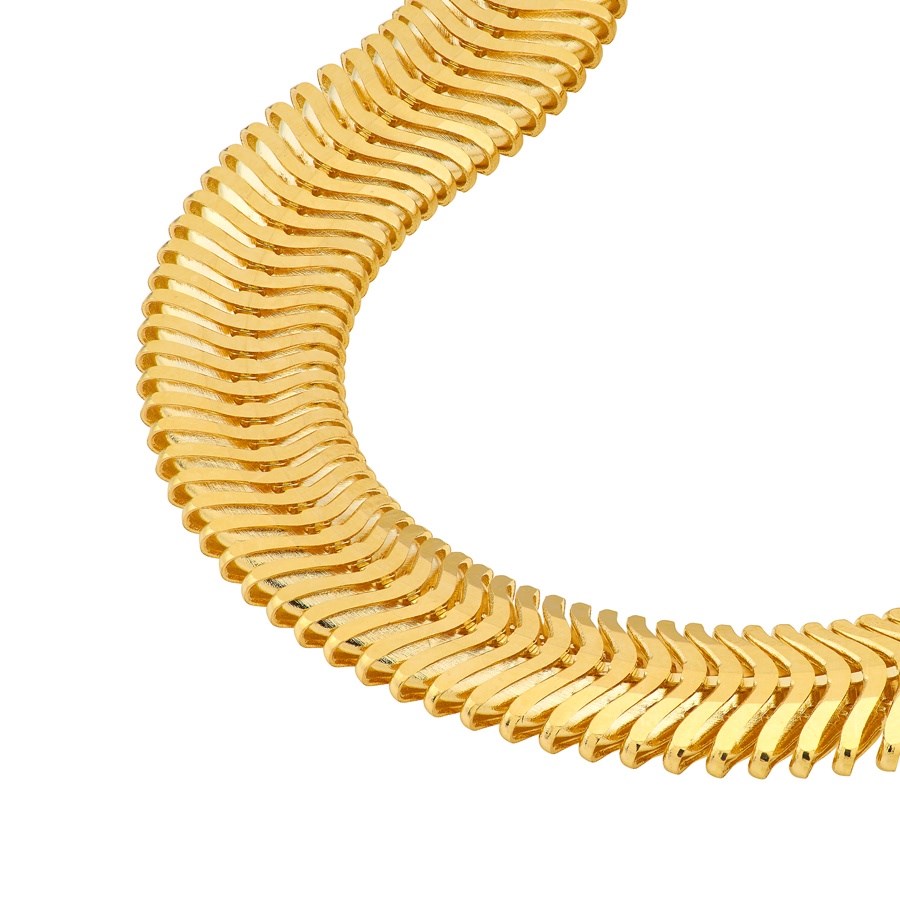 14K Yellow Gold 6.4 mm Diamond Cut Snake Chain - 16in.