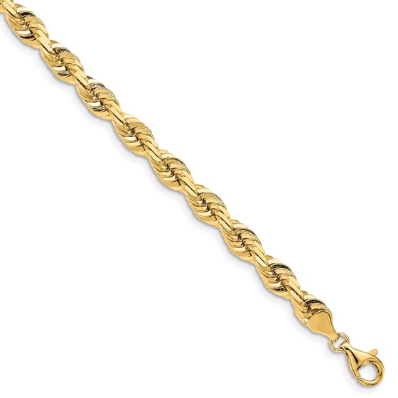 14k Yellow Gold 7.0 mm Diamond Cut Quadruple Rope Chain - 8 in. 14k Yellow Gold 7.0 mm Diamond Cut Quadruple Rope Chain - 8 in.