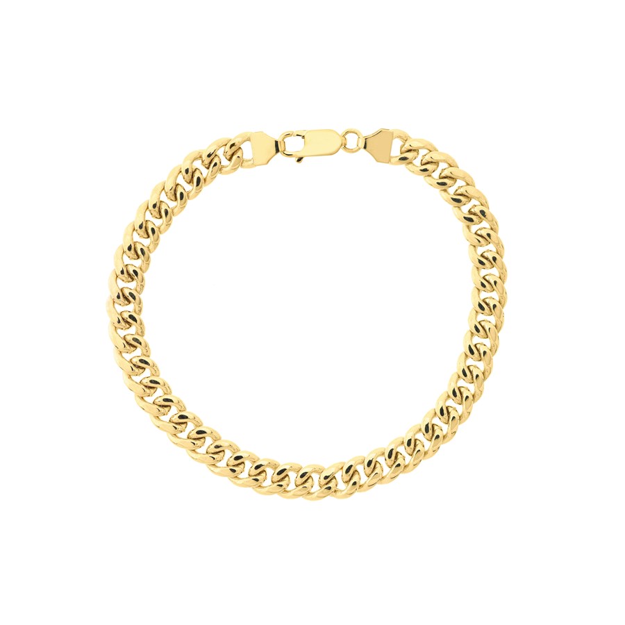 14K Yellow Gold 7.4 mm Curb Chain w/ Lobster Clasp - 8.5 in.