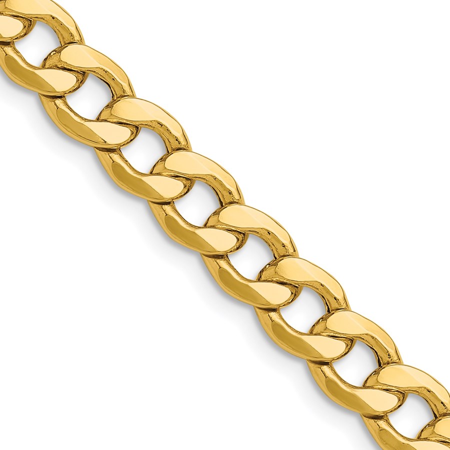 14K Yellow Gold 7.5mm Semi-Solid Curb Chain - 26 in.