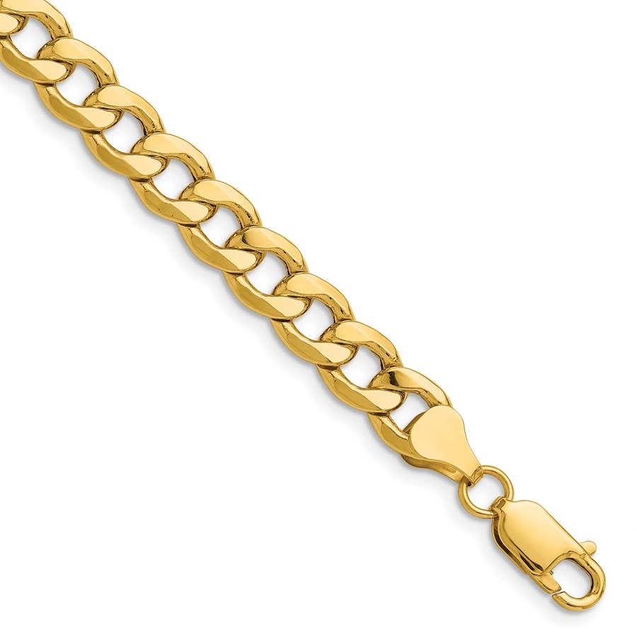 14K Yellow Gold 7.5mm Semi-Solid Curb Chain - 9 in.