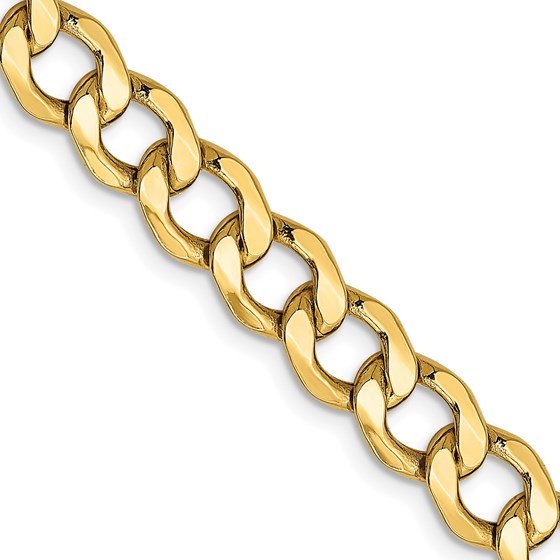 14K Yellow Gold 7mm Semi-Solid Curb Chain - 22 in. 14K Yellow Gold 7mm Semi-Solid Curb Chain - 22 in.