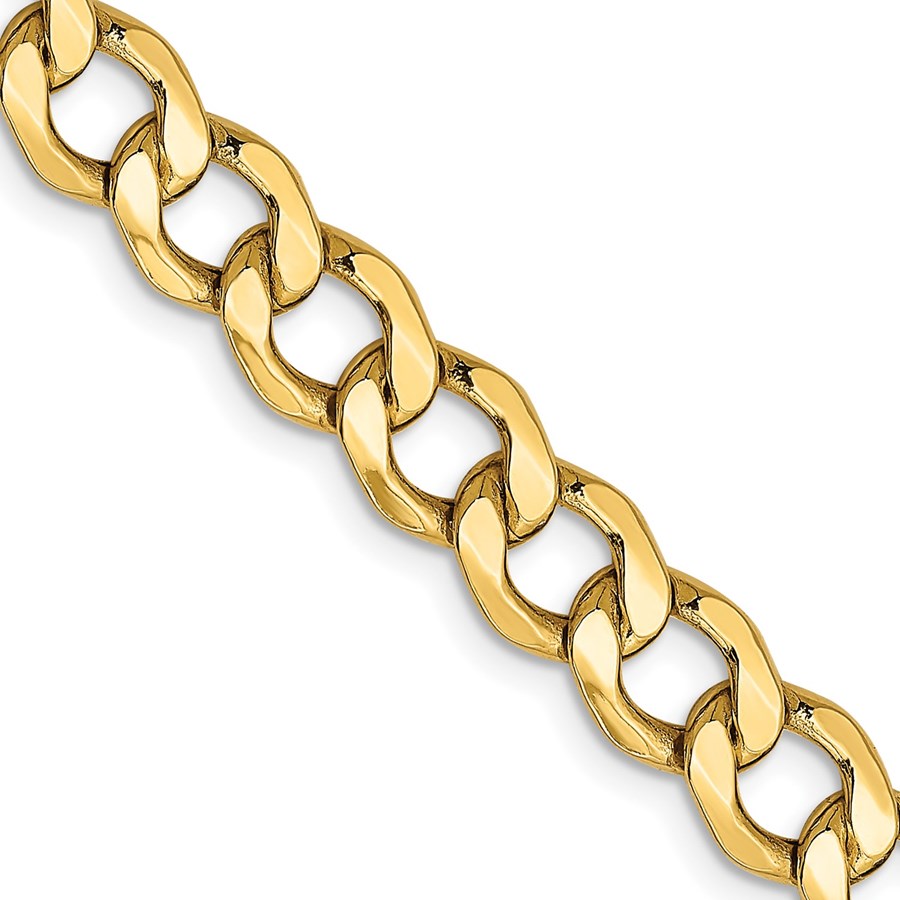 14K Yellow Gold 7mm Semi-Solid Curb Chain - 22 in.