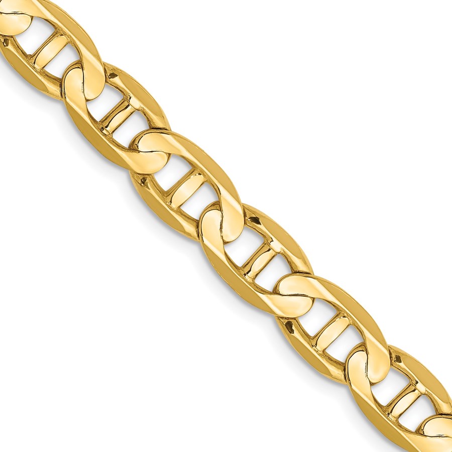 14K Yellow Gold 8mm Concave Anchor Chain 24 in.