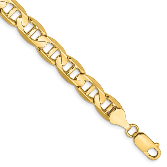14K Yellow Gold 8mm Concave Anchor Chain - 7 in.