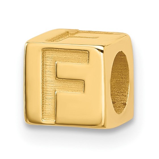 14K Yellow Gold Alphabet Bead Letter F