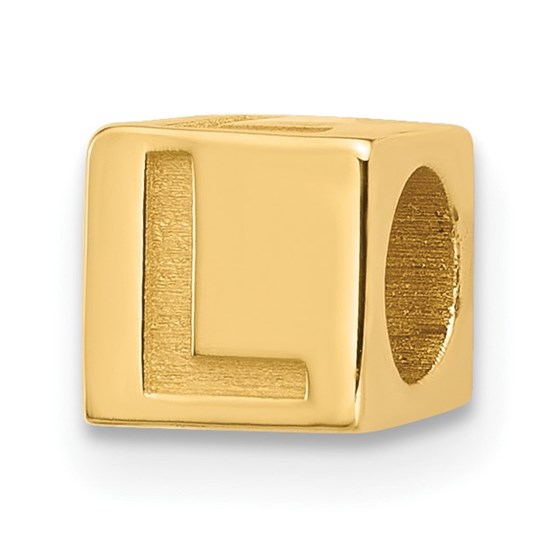 14K Yellow Gold Alphabet Bead Letter L