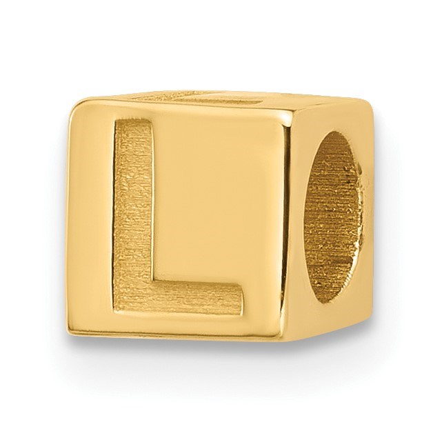 14K Yellow Gold Alphabet Bead Letter L