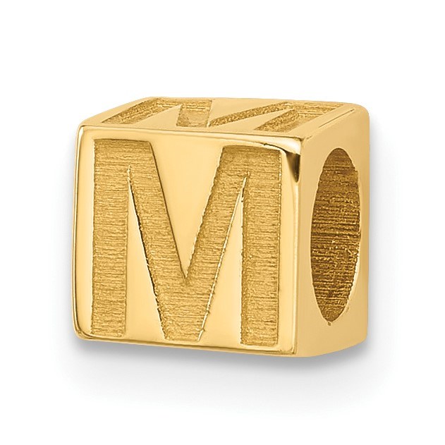 14K Yellow Gold Alphabet Bead Letter M