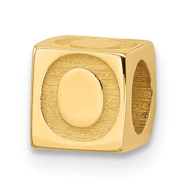 14K Yellow Gold Alphabet Bead Letter O