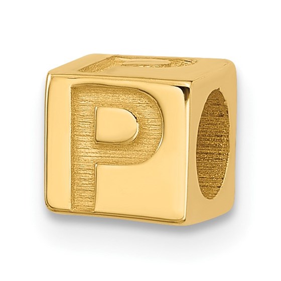 14K Yellow Gold Alphabet Bead Letter P