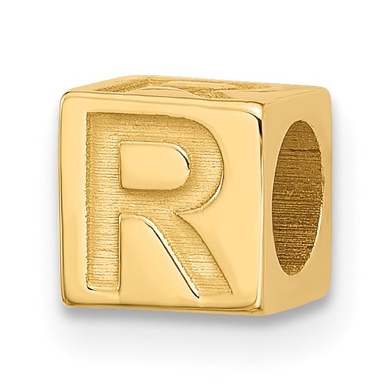 14K Yellow Gold Alphabet Bead Letter R 14K Yellow Gold Alphabet Bead Letter R