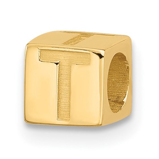14K Yellow Gold Alphabet Bead Letter T 14K Yellow Gold Alphabet Bead Letter T
