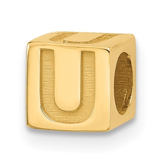 14K Yellow Gold Alphabet Bead Letter U 14K Yellow Gold Alphabet Bead Letter U