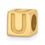 14K Yellow Gold Alphabet Bead Letter U