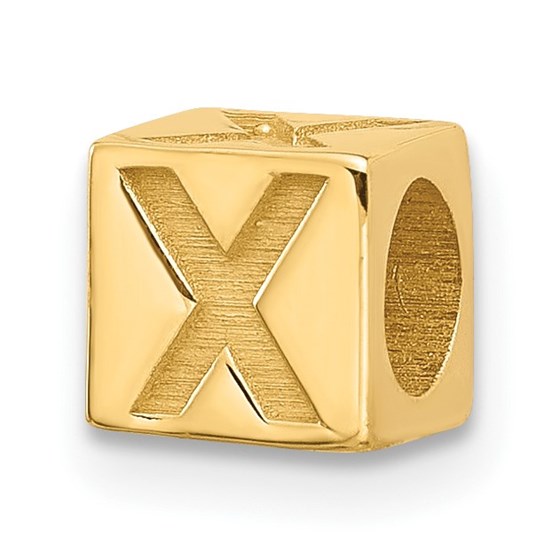 14K Yellow Gold Alphabet Bead Letter X 14K Yellow Gold Alphabet Bead Letter X