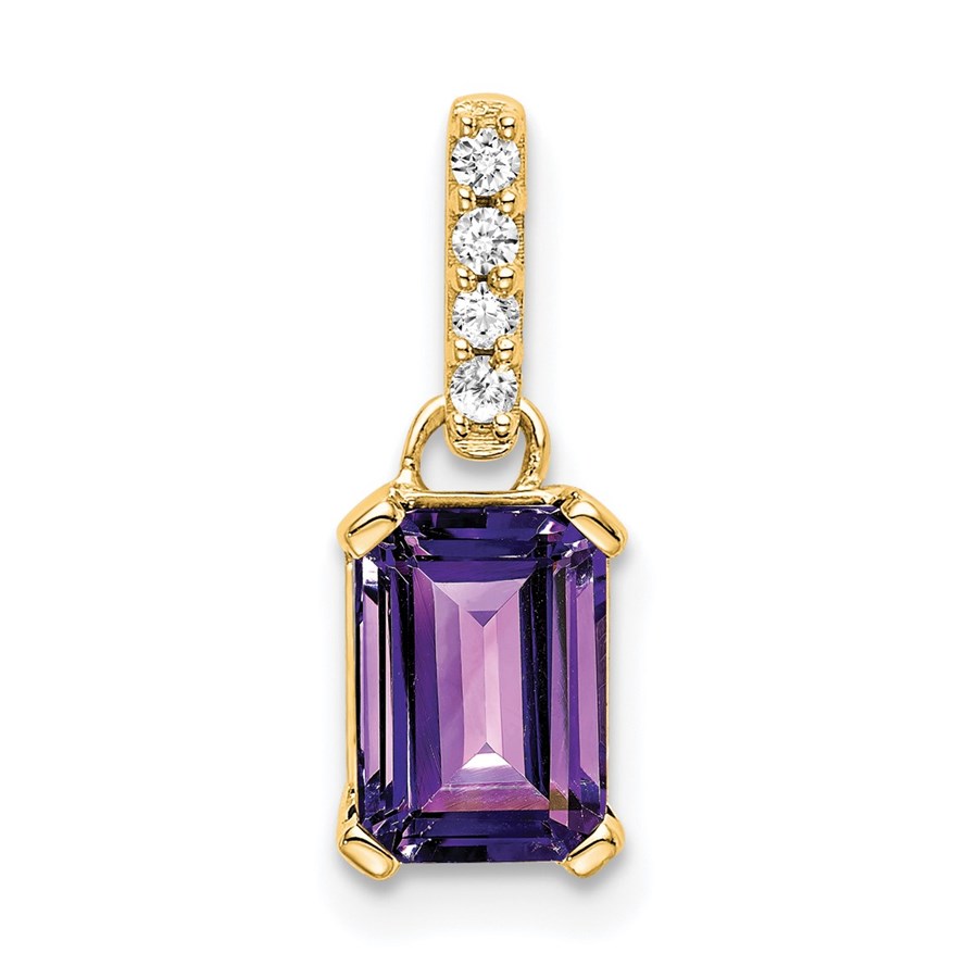 14K Yellow Gold Amethyst and Pendant - 15.9 mm