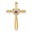 14K Yellow Gold Amethyst Cross w/Heart Chain Slide - 26.8 mm