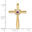 14K Yellow Gold Amethyst Cross w/Heart Chain Slide - 26.8 mm