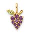 14K Yellow Gold Amethyst Peridot Grapes Chain Slide - 13.67 mm