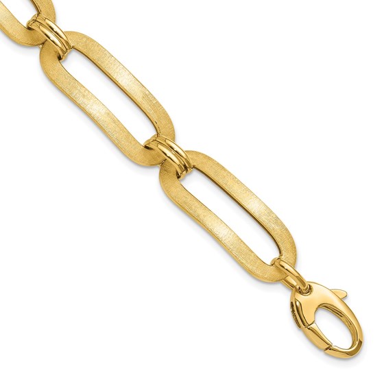 14K Yellow Gold and Brushed Fancy Link Bracelet - 7.5 in. 14K Yellow Gold and Brushed Fancy Link Bracelet - 7.5 in.