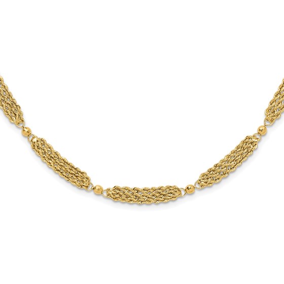 14K Yellow Gold and D/C Multi-Strand Beaded Necklace - 18.25 in.