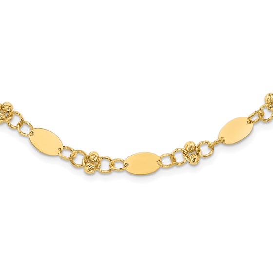 14K Yellow Gold and Dia-cut Beaded Fancy Plus Necklace - 18 in. 14K Yellow Gold and Dia-cut Beaded Fancy Plus Necklace - 18 in.