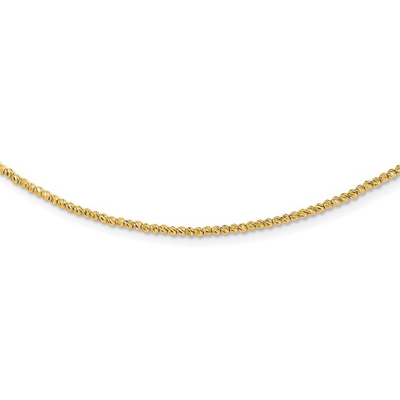 14K Yellow Gold and Diamond-cut Beaded 18in Necklace - 18 in.